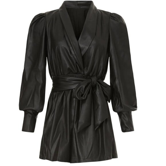 Area Stars Pants - Area Stars Faux Leather Blazer Romper